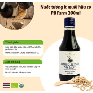 Nước tương hữu cơ ít muối PBFarm 200ml