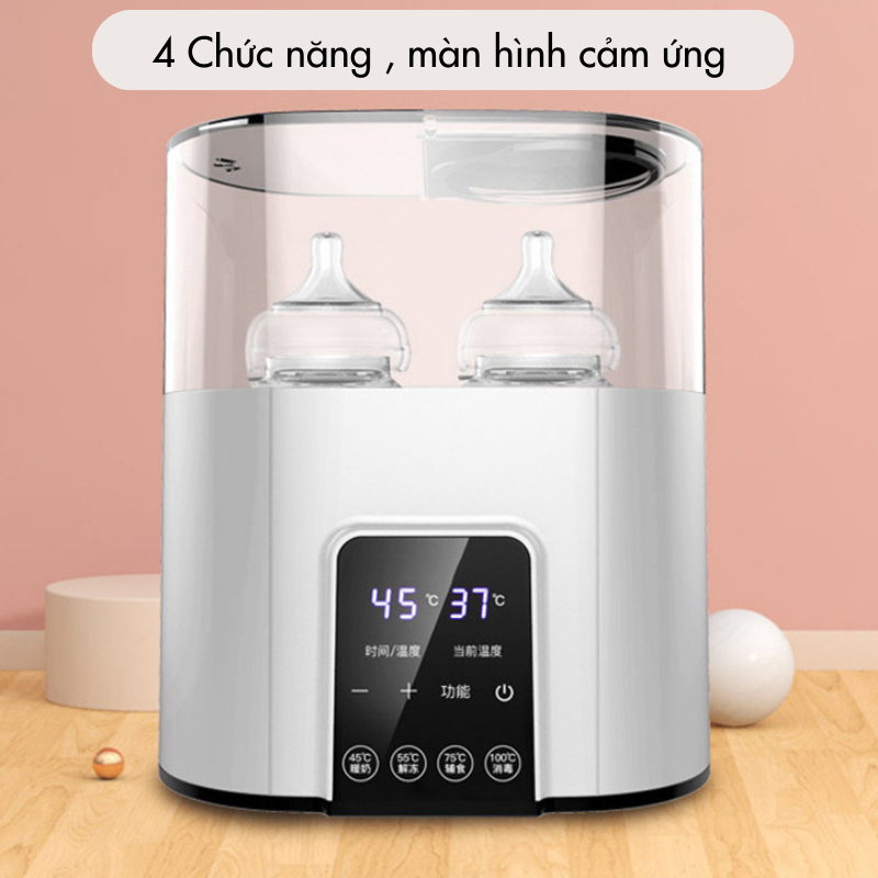 Máy Hâm Sữa Tiệt Trùng Bình Sữa Bằng Hơi Nước Cao Cấp 4in1 Màn Hình Led Cảm Ứng Máy Tiệt Trùng Rã Đông Hâm Nóng Thức Ăn