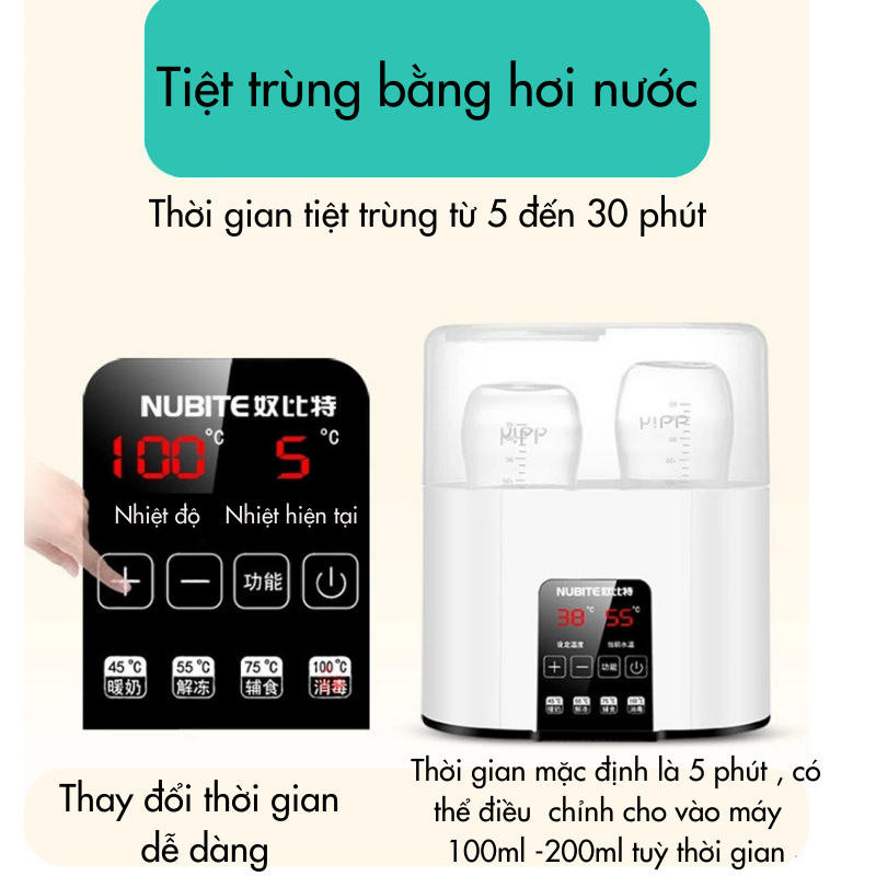 Máy Hâm Sữa Tiệt Trùng Bình Sữa Bằng Hơi Nước Cao Cấp 4in1 Màn Hình Led Cảm Ứng Máy Tiệt Trùng Rã Đông Hâm Nóng Thức Ăn