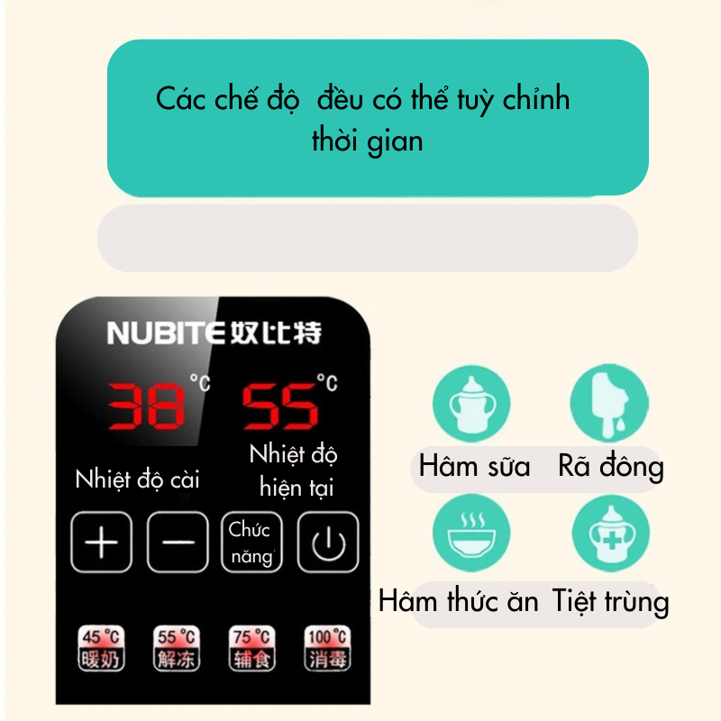 Máy Hâm Sữa Tiệt Trùng Bình Sữa Bằng Hơi Nước Cao Cấp 4in1 Màn Hình Led Cảm Ứng Máy Tiệt Trùng Rã Đông Hâm Nóng Thức Ăn