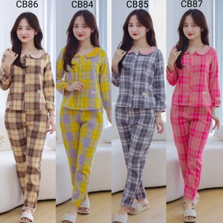 (BunnySky)Đồ bộ mặc nhà nữ, bộ thu đông vải Nhung tăm và Cà bông mới dày dặn thiết kế đơn giản nhẹ nhàng