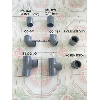Phụ kiện pvc nhựa Bình Minh phi 90 nối, lơi, co, tê