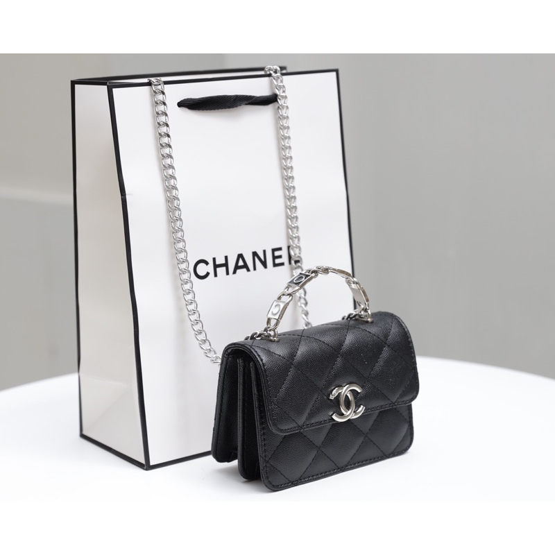 Túi Xách Chann Neo Mini Trắng Đen Size 16  -  By Anh Dinh Phuong