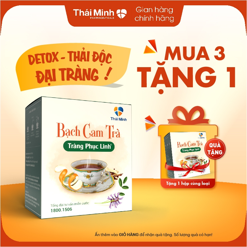 Bạch Cam Trà Tràng Phục Linh Thái Minh – Trà thảo mộc hỗ trợ thải độc đại tràng – Hộp 10 túi lọc