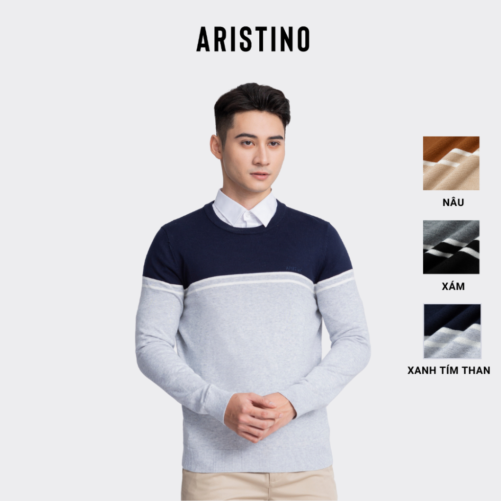[NEW 2023] Áo len nam Aristino phom dáng regular fit suông vừa, màu sắc nam tính - AWO007W3