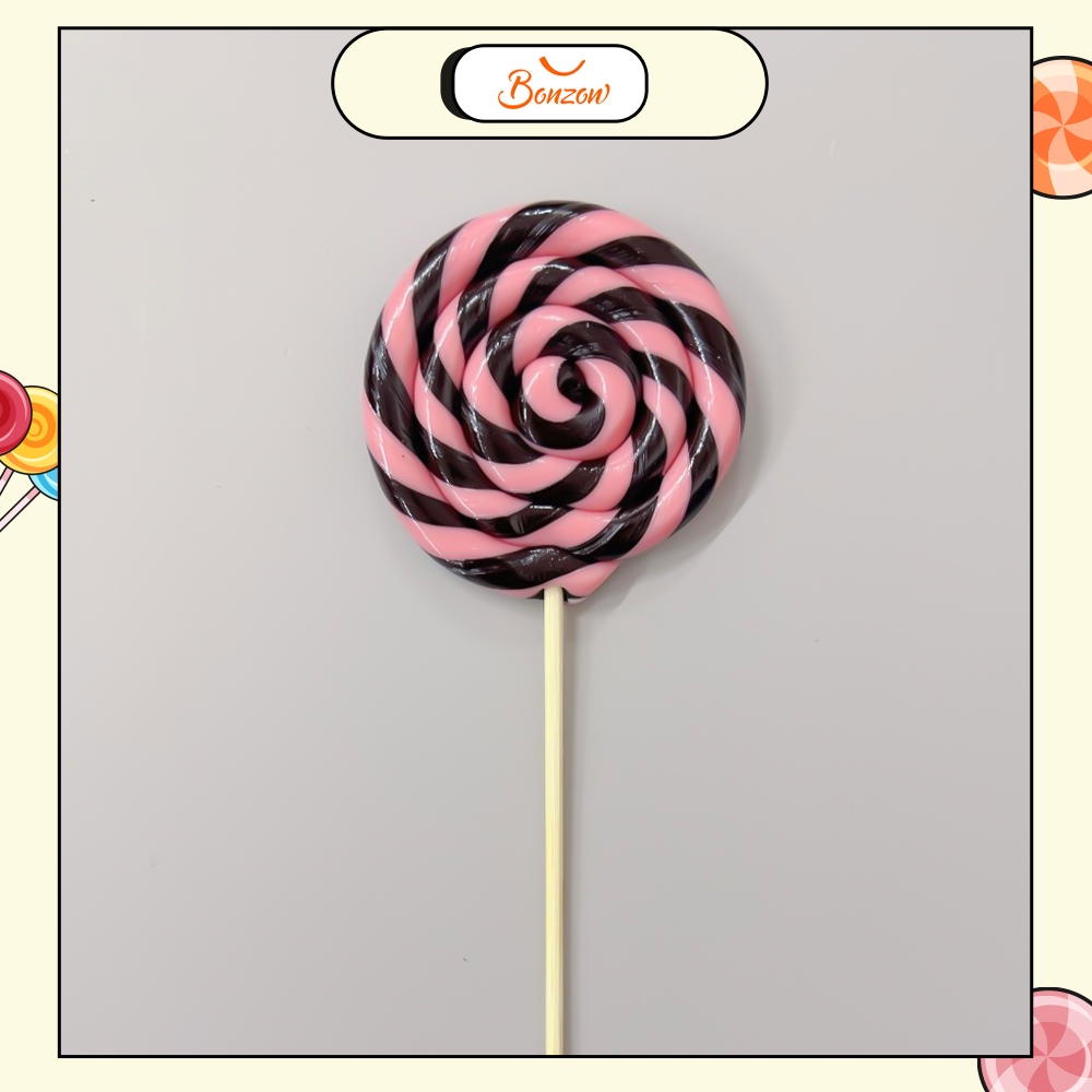 Kẹo mút Blackpink tròn xoắn đen hồng hot hit khó cưỡng - Kẹo que handmade Bonzon Candy