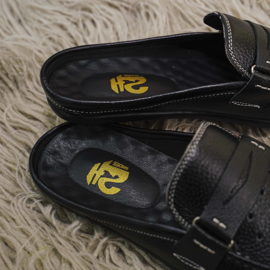 Giày sục nam thoáng khí da thật SHOES 2H -Giày da nam hở gót lỗ thoáng Laser trẻ trung bằng da bò cao cấp đế khâu 2H-S07