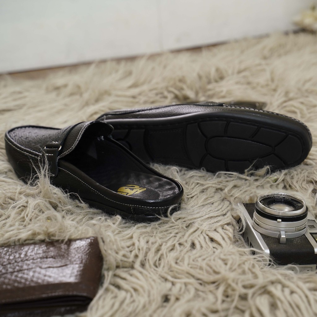 Giày sục nam thoáng khí da thật SHOES 2H -Giày da nam hở gót lỗ thoáng Laser trẻ trung bằng da bò cao cấp đế khâu 2H-S07