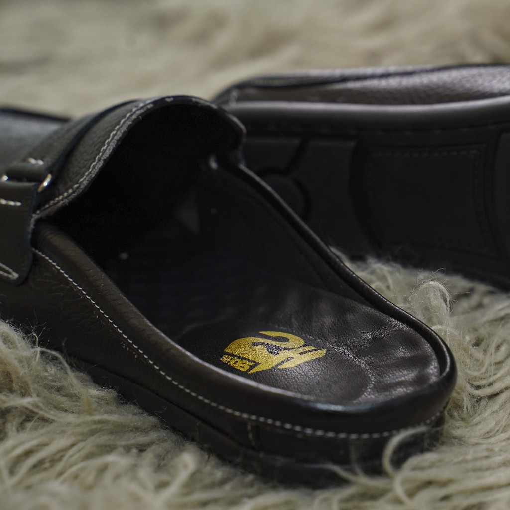 Giày sục nam thoáng khí da thật SHOES 2H -Giày da nam hở gót lỗ thoáng Laser trẻ trung bằng da bò cao cấp đế khâu 2H-S07