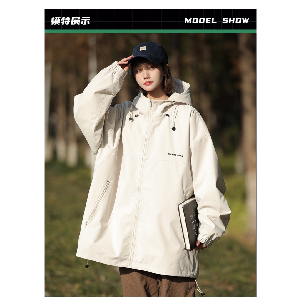 Áo khoác gió mũ unisex 2 lớp nam nữ chống nước, chống bụi