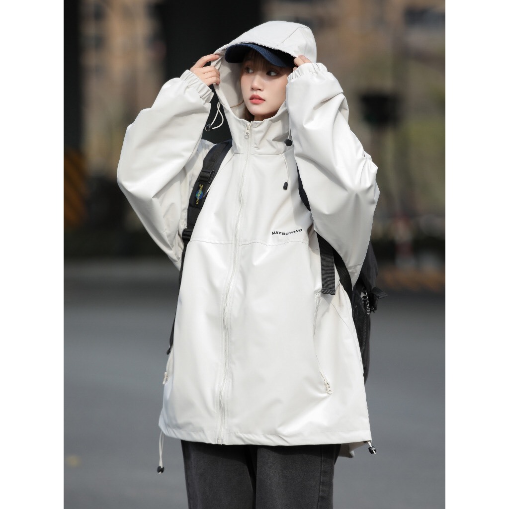 Áo khoác gió mũ unisex 2 lớp nam nữ chống nước, chống bụi