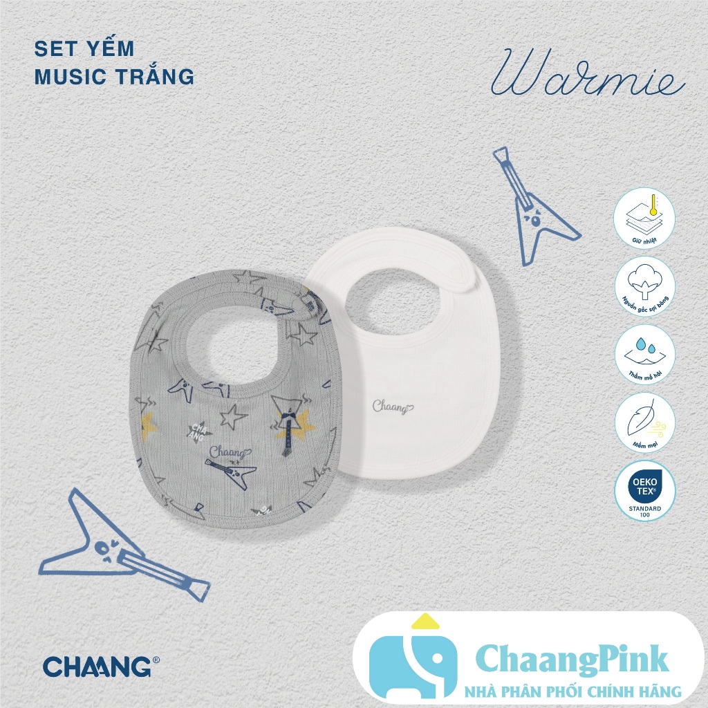 Chaang Set 2 chiếc yếm tròn cho bé Music AW2023D11