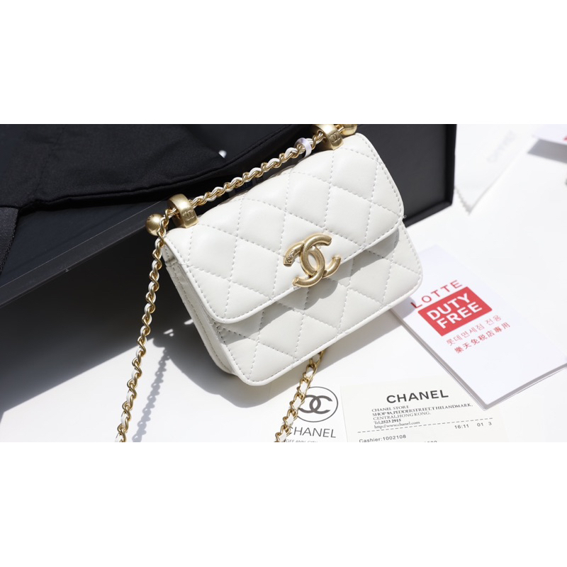 Túi Xách Chann Neo Mini Trắng Đen Đỏ Size 10.5  -  By Anh Dinh Phuong