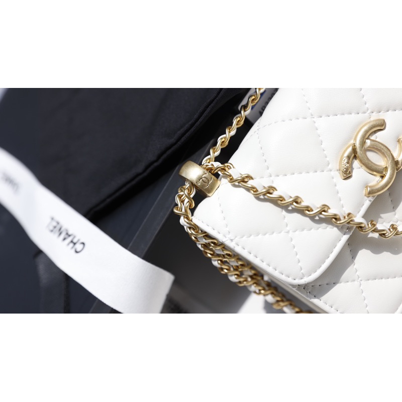 Túi Xách Chann Neo Mini Trắng Đen Đỏ Size 10.5  -  By Anh Dinh Phuong