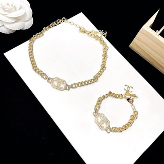 Vòng cổ & lắc tay & hoa tai xích mặt vuông x