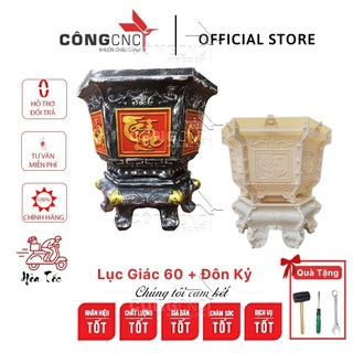 Khuôn Chậu Cảnh ABS Lục Giác 60 Hoa Sen, Phúc Lộc Thọ, Cá chép - Tài Lộc + Khuôn Chân Đôn Kỷ 60 - LG60