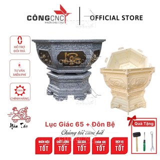 Khuôn Đúc Chậu Cây Cảnh Lục Giác 65 Phúc Lộc Thọ -tùng- sen- tết tài lộc-cá chép-tài lôc+ Khuôn Chân Đôn Bệ 65-LG65PLTDB