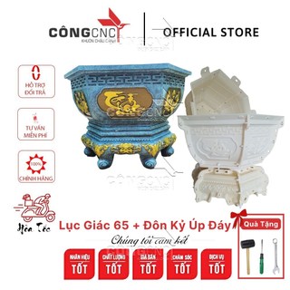 Khuôn Chậu Cảnh ABS Lục Giác 65 Tùng - Sen - Tết -Cá Chép- Tài Lộc - Phúc Lộc Thọ + Khuôn Chân Đôn Kỷ 65 úp đáy
