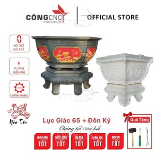 Khuôn Chậu Cảnh ABS Lục Giác 65 Sen Tùng + Khuôn Chân Đôn Kỷ 65 - LG65STDK