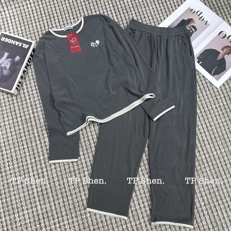 Set áo tay dài kèm quần dài viền