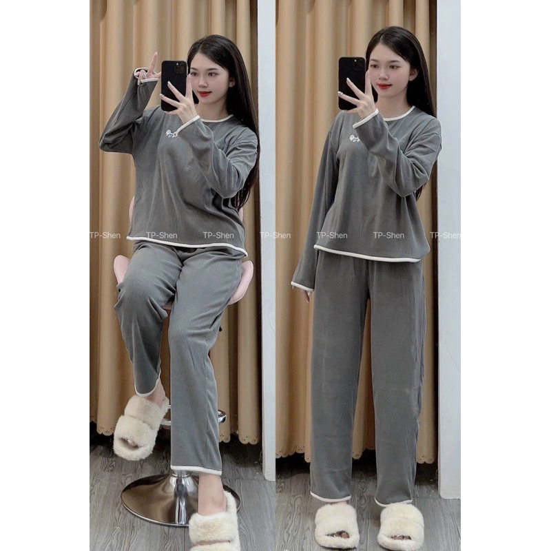 Set áo tay dài kèm quần dài viền