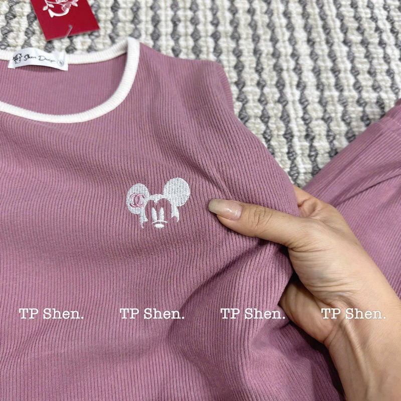 Set áo tay dài kèm quần dài viền