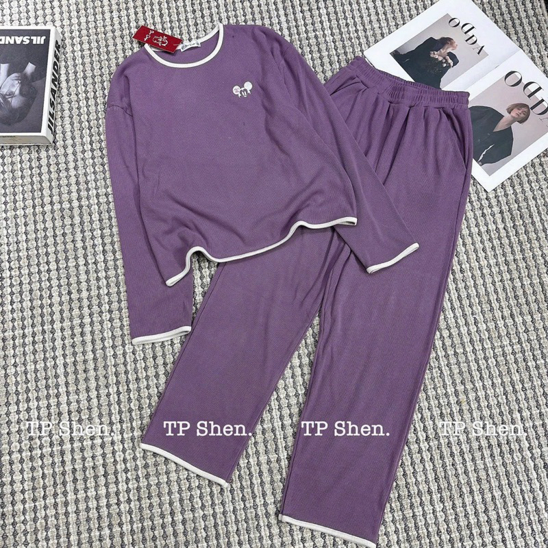 Set áo tay dài kèm quần dài viền