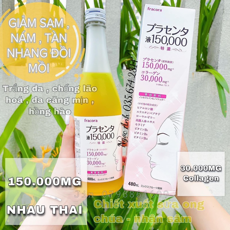 Collagen Fracora 480ml chứa 150.000mg nhau tha.i cừu