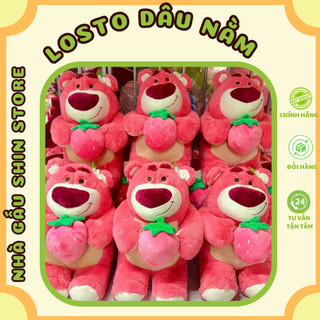 Gấu losto ôm trái dâu, gấu dâu ngồi ôm trái dâu, gấu bông gấu dâu ôm quả dâu lông mịn hàng cực xinh, siêu cute