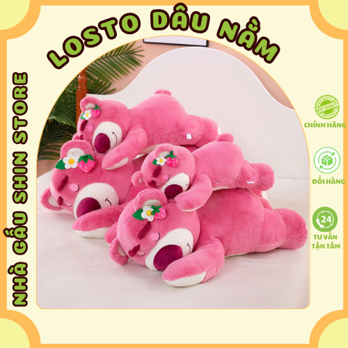 Gấu bông losto dâu nằm, losto dâu xù, gấu tai dâu mềm mịn ,gấu dâu dễ thương, gấu bông gấu dâu siêu cute