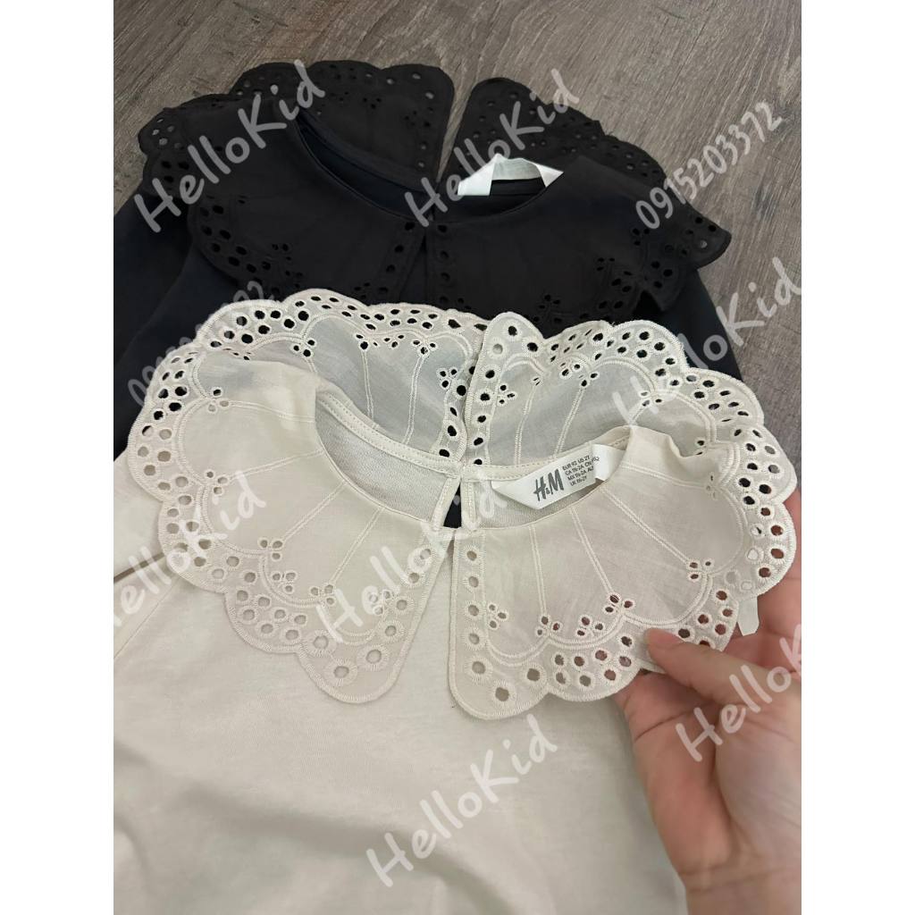 Áo thun dài tay cổ sơmi thêu lỗ cho bé