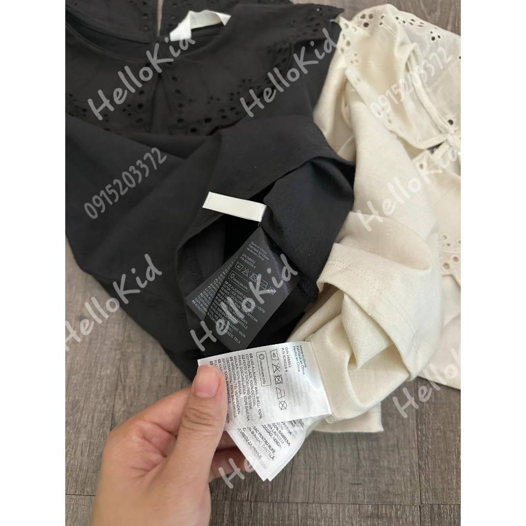 Áo thun dài tay cổ sơmi thêu lỗ cho bé