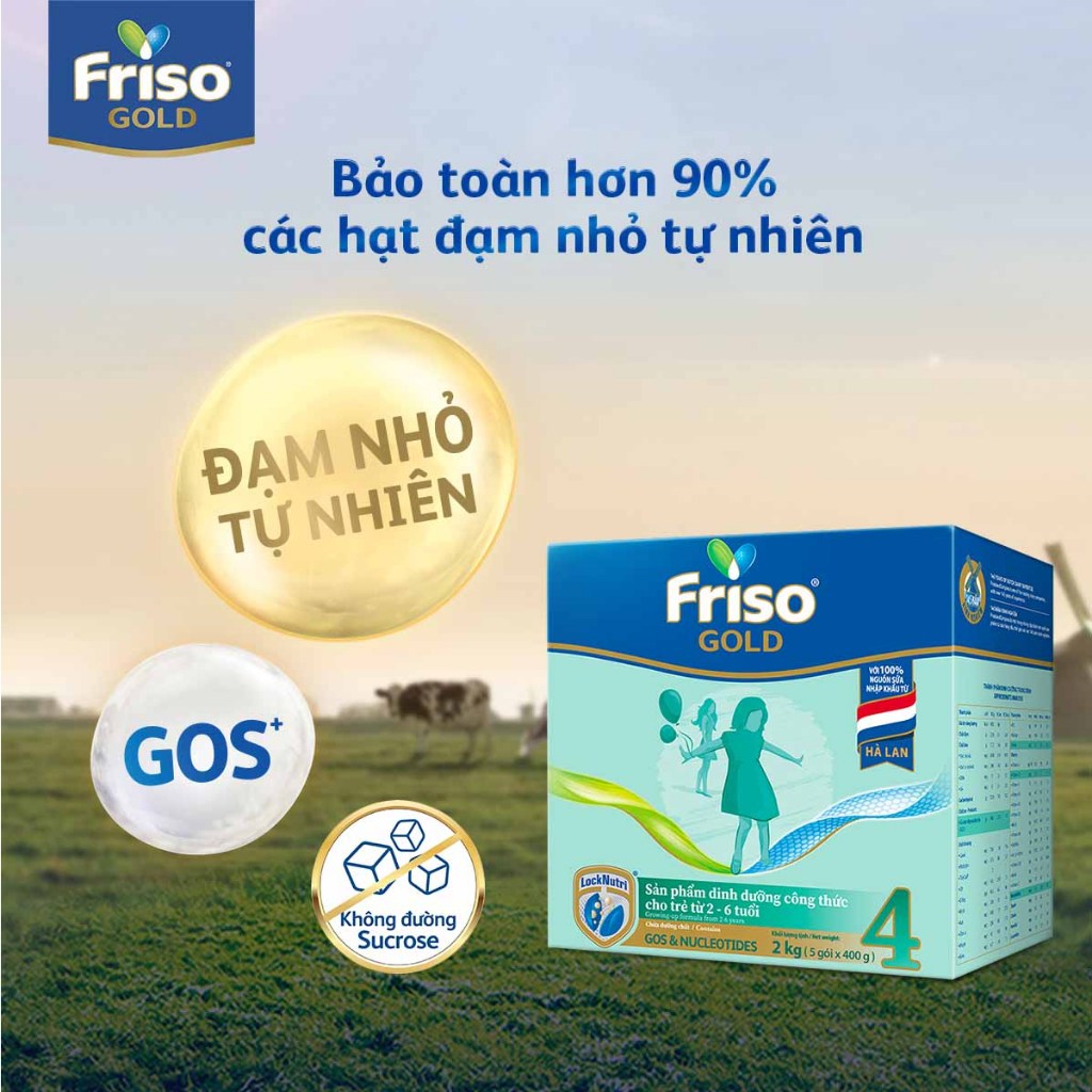 [Tặng Bình Nước Giữ Nhiệt 500ml] Sữa Bột Friso Gold 4 Hộp Giấy 2kg