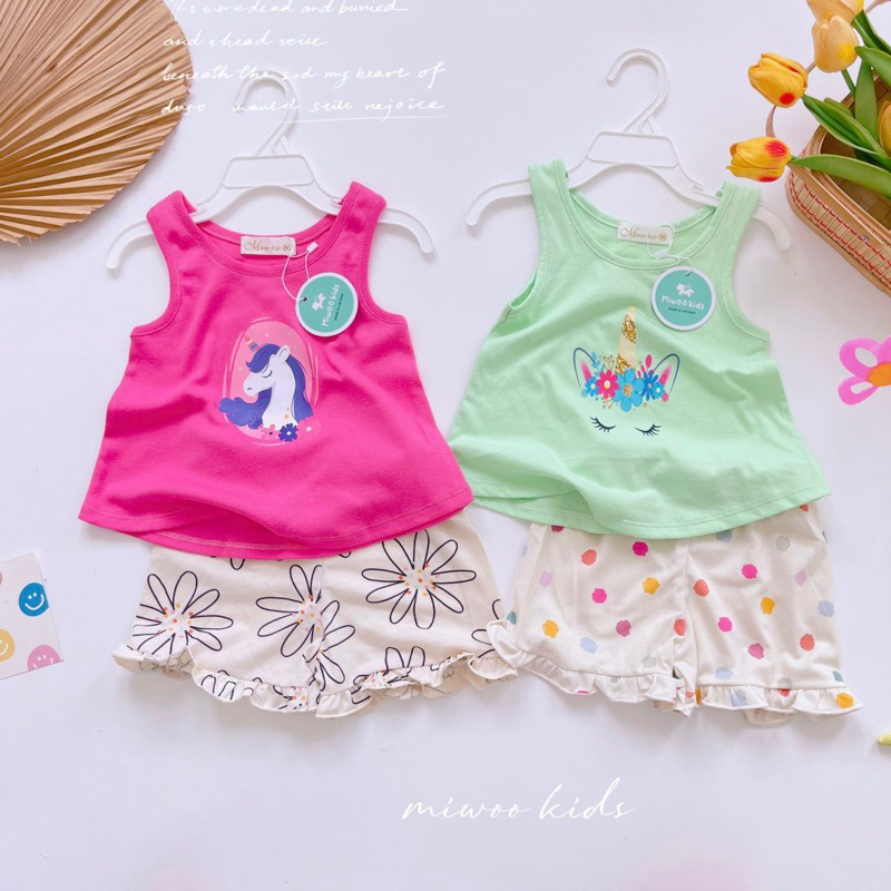 Bộ ba lỗ bé gái in hình Pony, Mickey Chikobebe