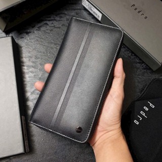  Ví nam dài khóa kéo Pedro logo kim loại full box túi giấy 