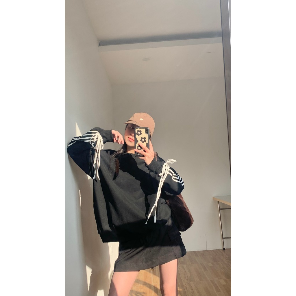 Áo nỉ sweater sọc viền buộc nơ TKP187 LOLLIE STUDIO