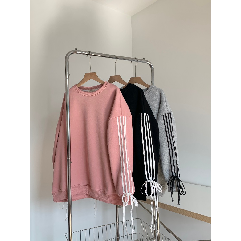 Áo nỉ sweater sọc viền buộc nơ TKP187 LOLLIE STUDIO