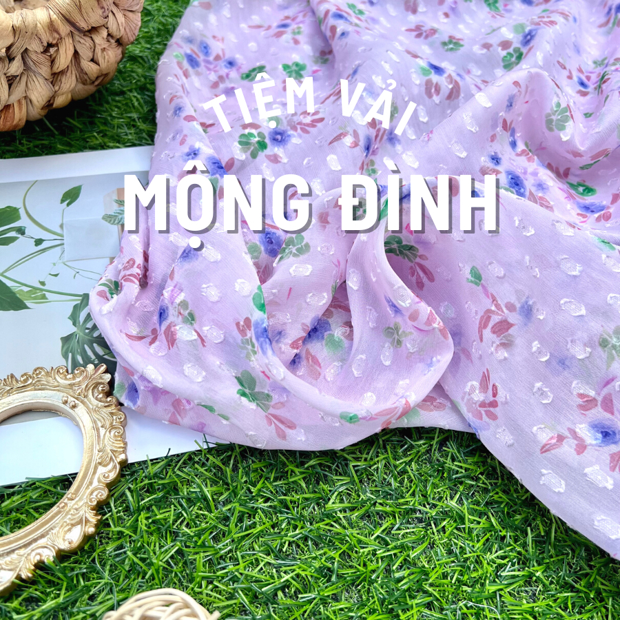 Vải Voan Ép Hạt Óng Ánh Tím Mộng Mơ
