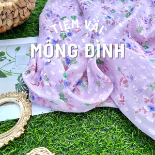 Vải voan ép hạt óng ánh tím mộng mơ