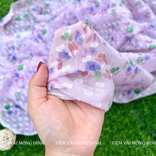 Vải Voan Ép Hạt Óng Ánh Tím Mộng Mơ