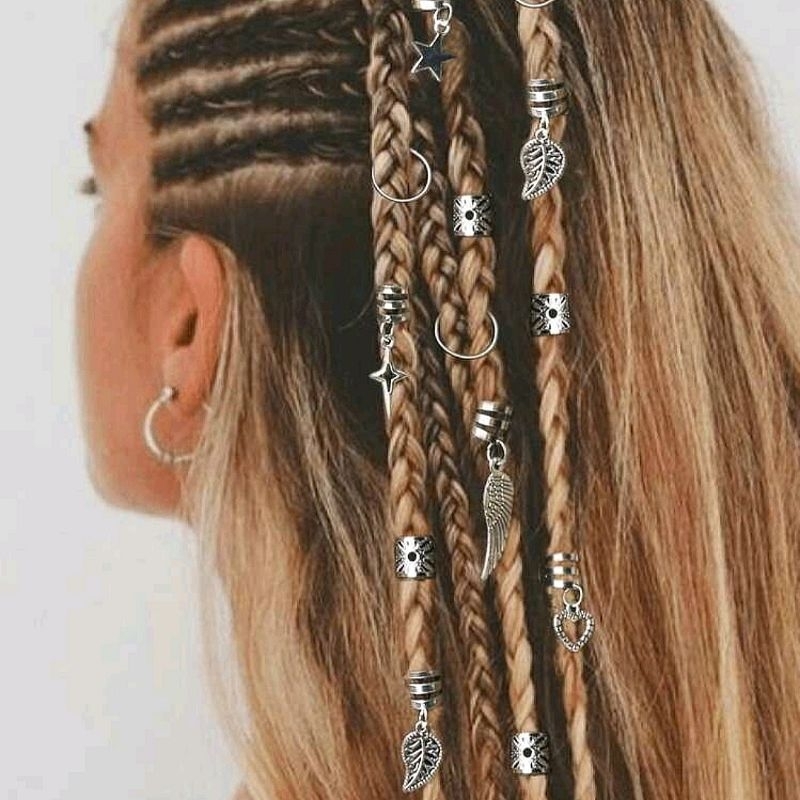 Set Nẹp Cài Tóc Dreadlock Đính Charm Y2K Thời Trang Unisex
