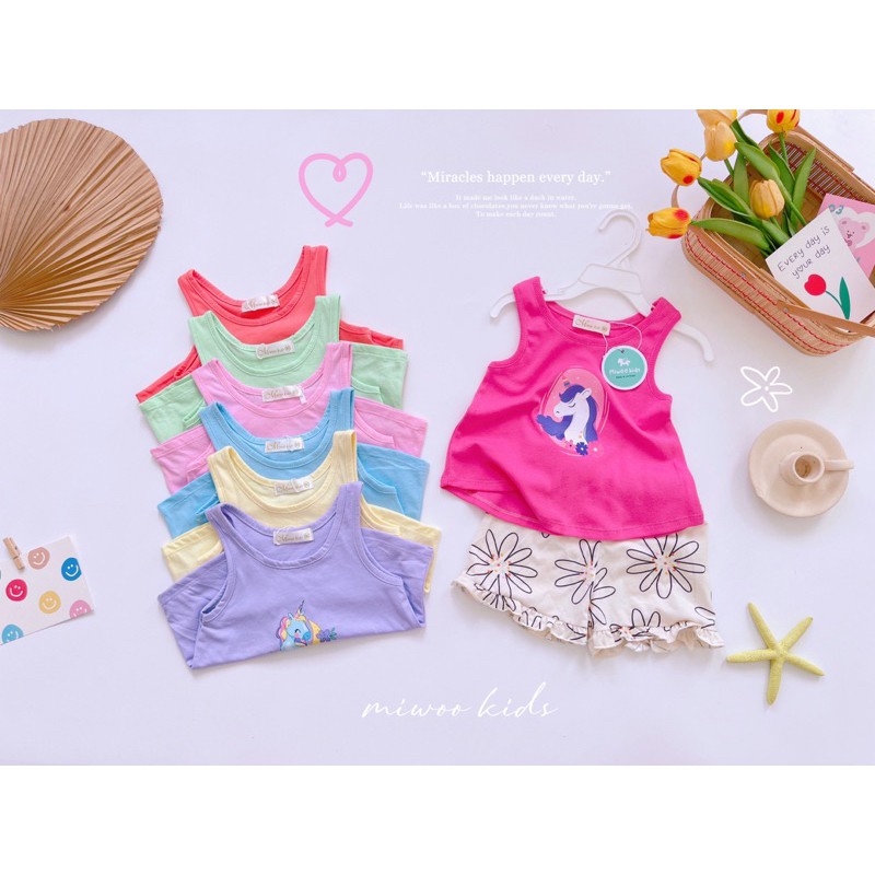 Bộ ba lỗ bé gái in hình Pony, Mickey Chikobebe