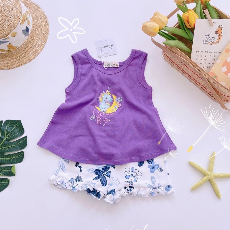 Bộ ba lỗ bé gái in hình Pony, Mickey Chikobebe