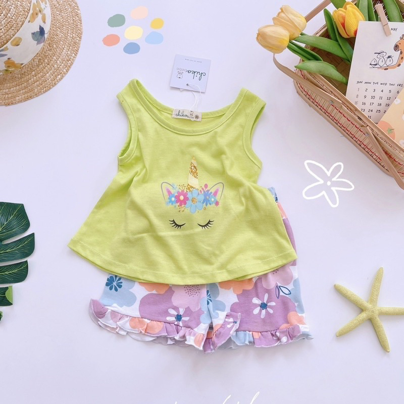 Bộ ba lỗ bé gái in hình Pony, Mickey Chikobebe