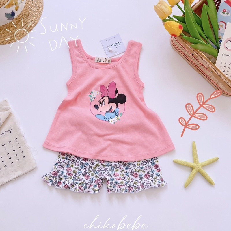Bộ ba lỗ bé gái in hình Pony, Mickey Chikobebe