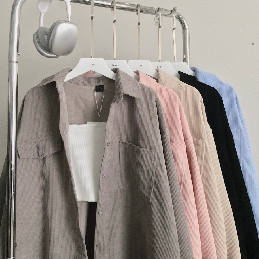 ÁO SƠ MI NHUNG GÂN FORM RỘNG NỮ QYIN - 10594 - JEMCLOSET