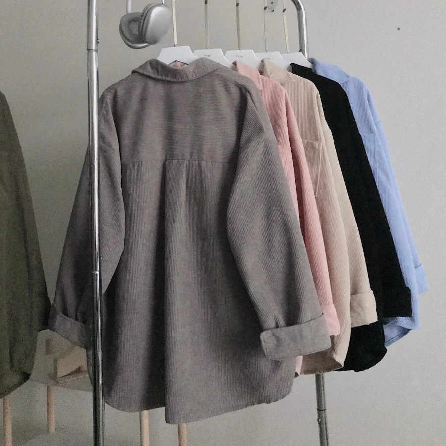 ÁO SƠ MI NHUNG GÂN FORM RỘNG NỮ QYIN - 10594 - JEMCLOSET