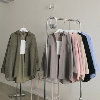Áo sơ mi nhung gân form rộng nữ qyin - 10594 - jemcloset
