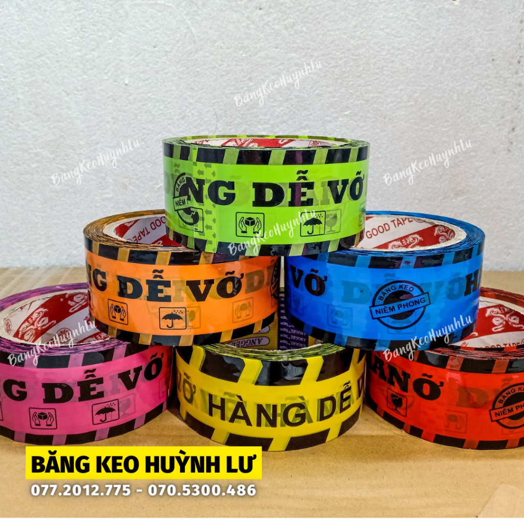 LẺ CUỘN - Băng Keo Hàng Dễ Vỡ 100Y đủ màu