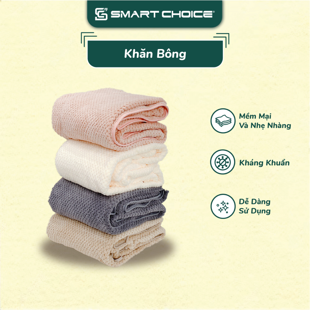 Khăn Bông 4 Màu SMARTCHOICE Chất Liệu Lông Cừu San Hô Cao Cấp SCG-PK126